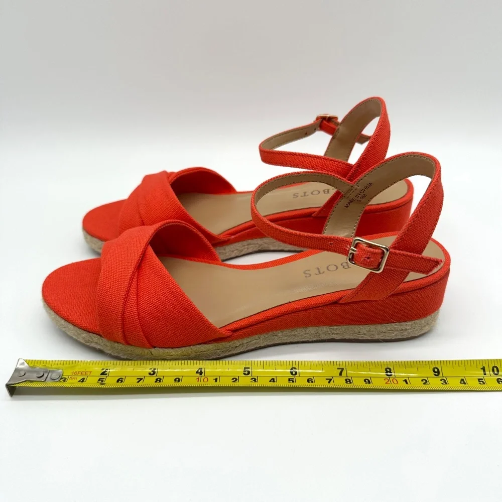 Talbots Pamela Twist Canvas Espadrille Wedges Bright Papaya